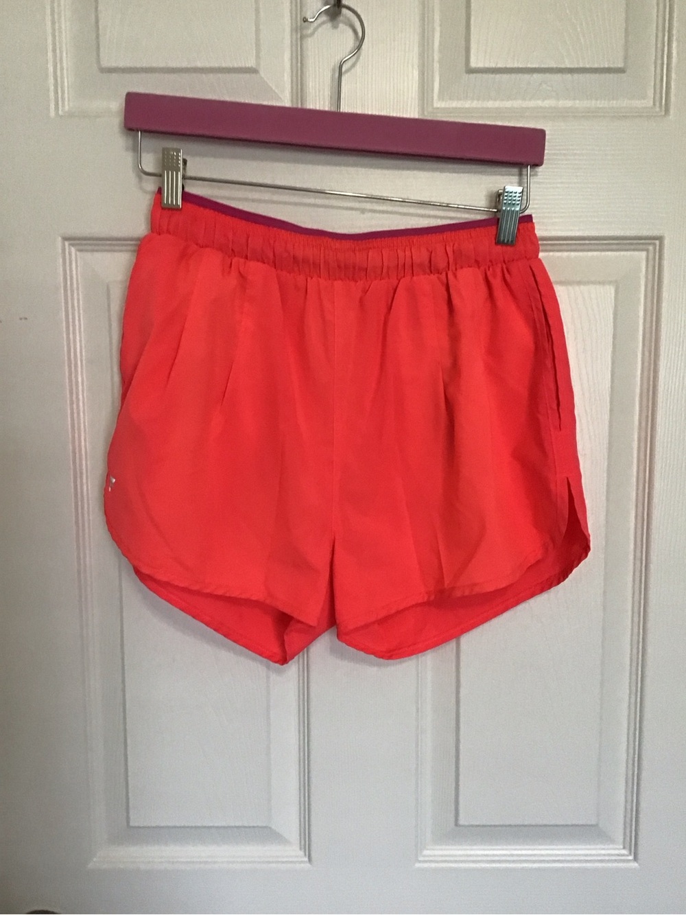 Fabletics Coral-Red Lightweight Athletic Shorts
